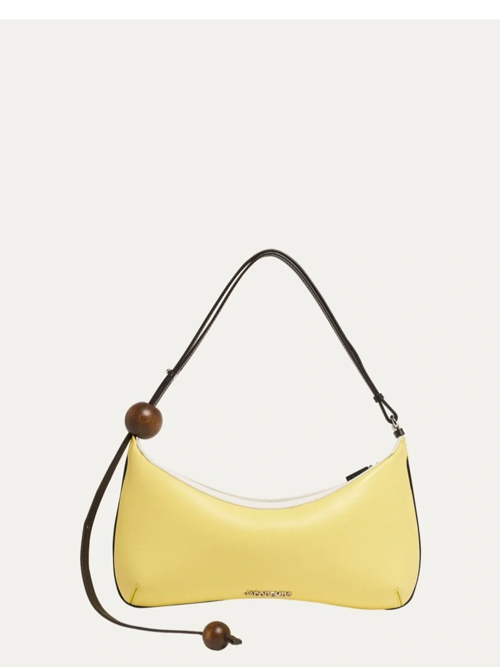 Authentic JACQUEMUS Le Grand Bisou Perle Leather Shoulder Bag Yellow - Picture 5 of 5